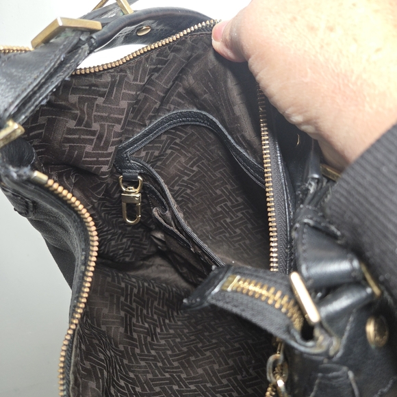 Cole Haan Hobo Handbag Soft Pebbled Black Leather With Tassel Purse - Picture 10 of 11